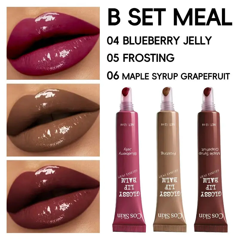 Glossy Lip Gloss, Lip Tint, and Liquid Lip Balm in 6 Shades. Lightweight, Moisturizing, and Luminous, with Long-Lasting Shine and a Natural Finish. Perfect for Any Occasion. Makes a Great Gift.