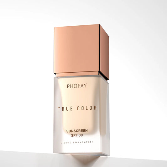 PHOFAY Tinted Foundation SPF 30 Sunscreen – Instantly Covers Acne Marks, Scars & Redness, Natural Matte Finish, Anti-Blue Light, 24H Wear, Waterproof Sweatproof, Lightweight Breathable, 98% Hide Imperfections, 91% Soften Wrinkles, True Color No Cakey