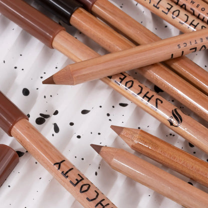 12 Pcs Nude Lip Liner Set, Natural Wood Lip Pencil Kit, Creamy Smooth Matte Formula, Long-Lasting Smudge-Resistant Lip Contour Pencils for Defined Lip Shape, Easy to Apply, Blend and Layer for Daily.