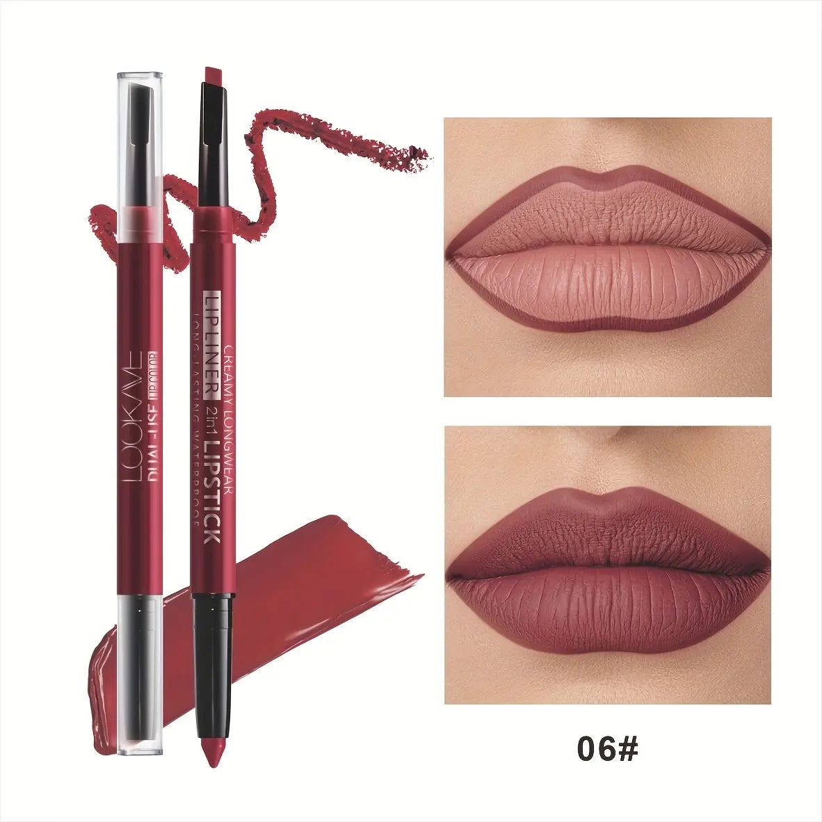 Dual Use Lip Color Matte Lip Liner Makeup Set Waterproof Long Lasting Lipstick Pencil Non Stick Cup Glossy Smooth Lip Tint Easy to Use Beauty Daily Cosmetic