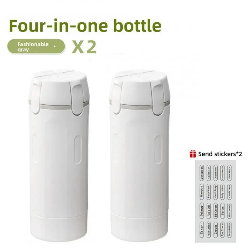4-In-1 Portable Cosmetic Shampoo Dispensing Bottle Storage Bottle Plastic Travel Friendly Compact Design, Easy to Carry