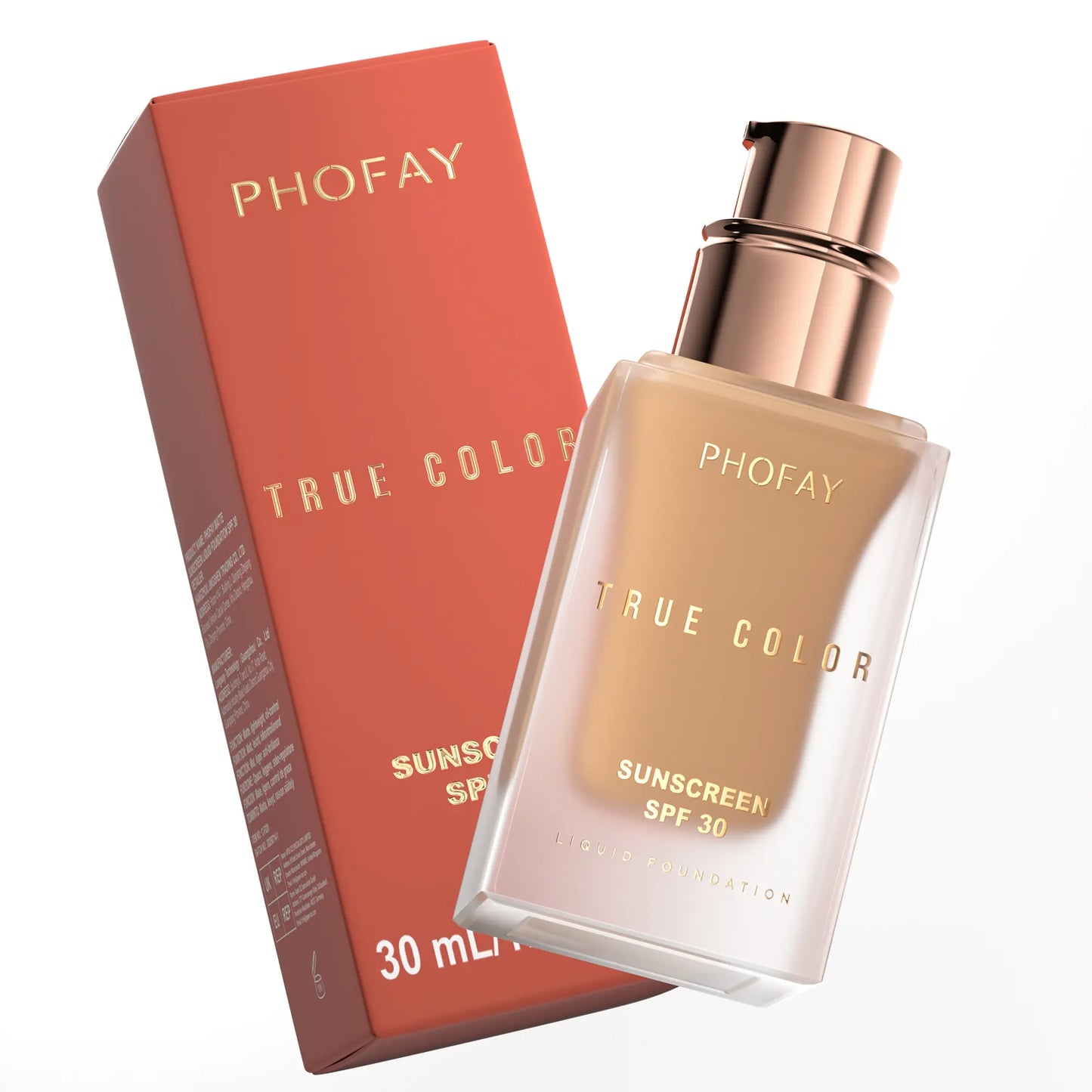 PHOFAY Tinted Foundation SPF 30 Sunscreen – Instantly Covers Acne Marks, Scars & Redness, Natural Matte Finish, Anti-Blue Light, 24H Wear, Waterproof Sweatproof, Lightweight Breathable, 98% Hide Imperfections, 91% Soften Wrinkles, True Color No Cakey