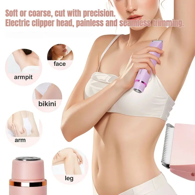 Home USB Hair Removal Dual Head Electric Cordless Body Shaver, Portable Painless Hair Removal Device, Electric Women'S Bikini Shaver, Suitable for Shaving Legs, Arms, and Armpits