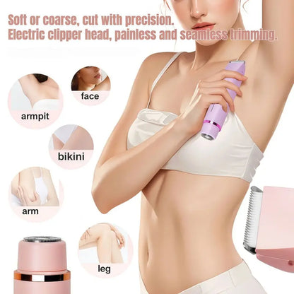Home USB Hair Removal Dual Head Electric Cordless Body Shaver, Portable Painless Hair Removal Device, Electric Women'S Bikini Shaver, Suitable for Shaving Legs, Arms, and Armpits