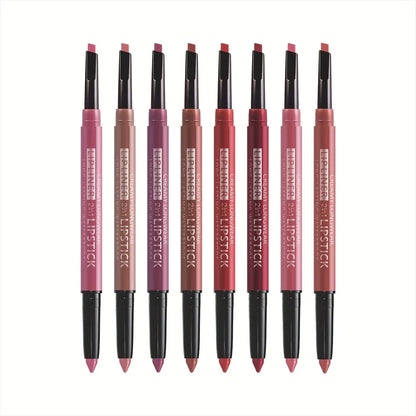 Dual Use Lip Color Matte Lip Liner Makeup Set Waterproof Long Lasting Lipstick Pencil Non Stick Cup Glossy Smooth Lip Tint Easy to Use Beauty Daily Cosmetic