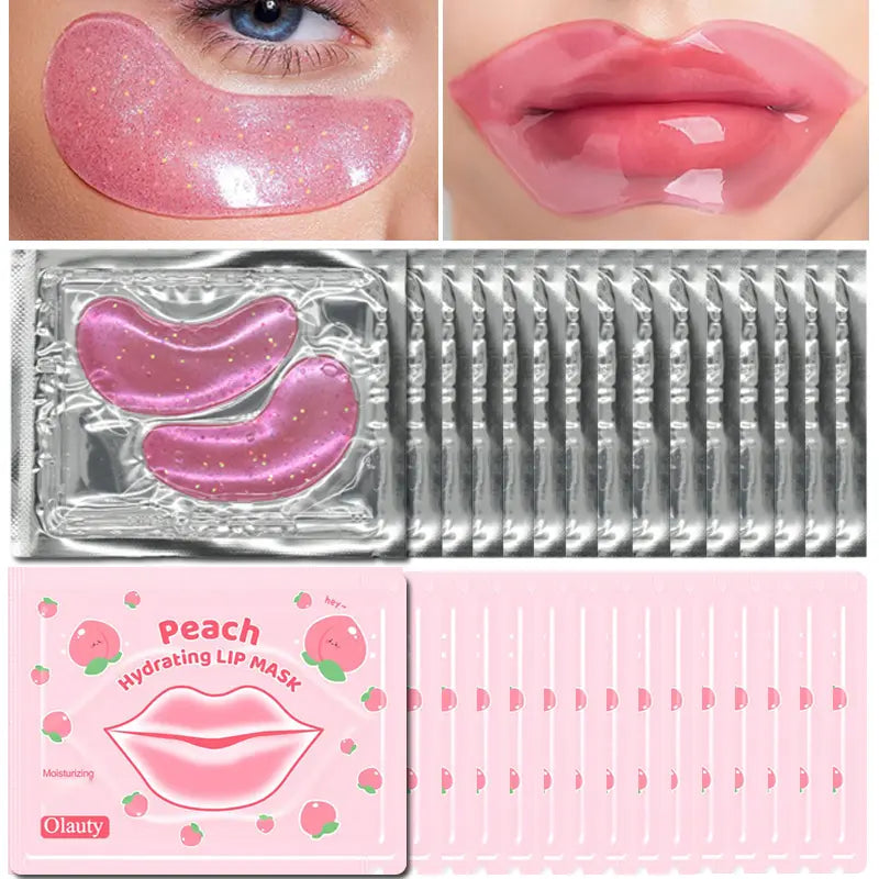 30Pcs Crystal Collagen Eye Mask & Lip Mask Set, Effectively Nourishes the Lip & Eye Skin, Travel Size Gel Mask, Perfect Gift for Your Girlfriend and Mother for Birthday, Mother'S Day, Valentine'S Day or Christmas(15Pcs Eye Mask + 15Pcs Lip Mask)