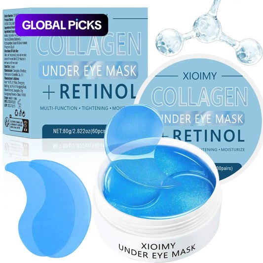 Collagen & Retinol under Eye Mask Gel, 60 Pcs Hydrate Moisturizing Deep-Hydrating Eye Masks, Collagen Eye Patches, Eye Care Product for Women and Men, Moisturizer #GLOBAL PICKS