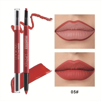 Dual Use Lip Color Matte Lip Liner Makeup Set Waterproof Long Lasting Lipstick Pencil Non Stick Cup Glossy Smooth Lip Tint Easy to Use Beauty Daily Cosmetic