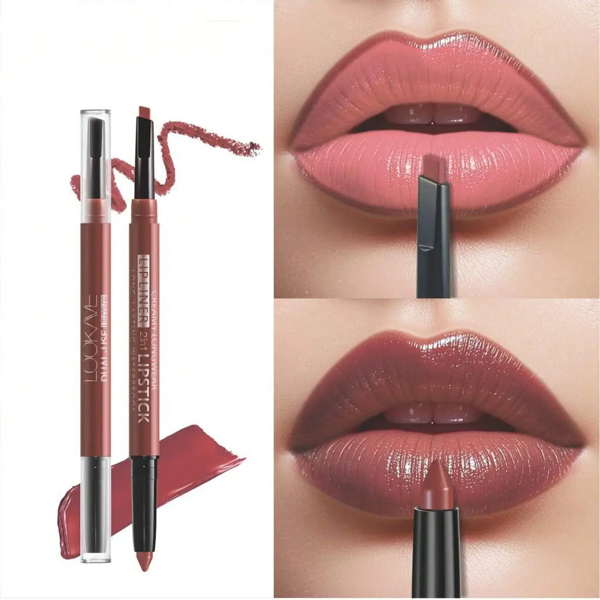Dual Use Lip Color Matte Lip Liner Makeup Set Waterproof Long Lasting Lipstick Pencil Non Stick Cup Glossy Smooth Lip Tint Easy to Use Beauty Daily Cosmetic