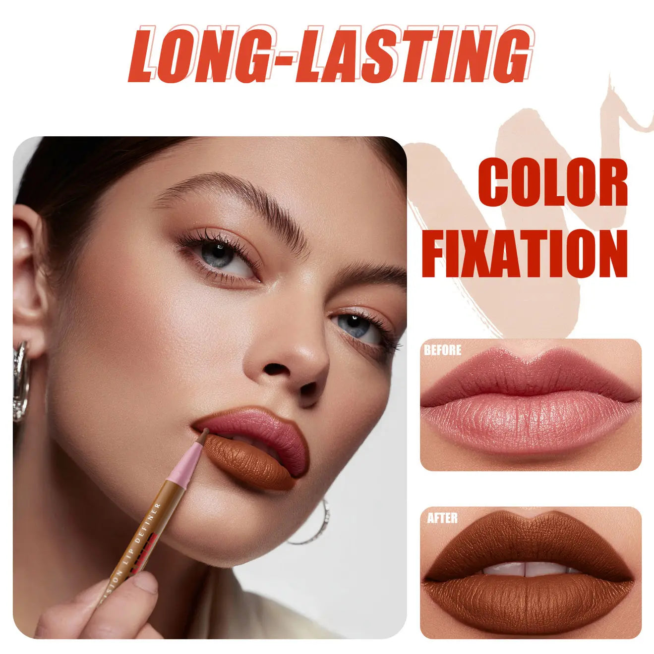 Precision Lip Liner Stain - Super Matte Labial Line Pen, Long-Lasting Color Fixation, Smudge-Proof Silky Lip Definer, 8 Sexy Nudes